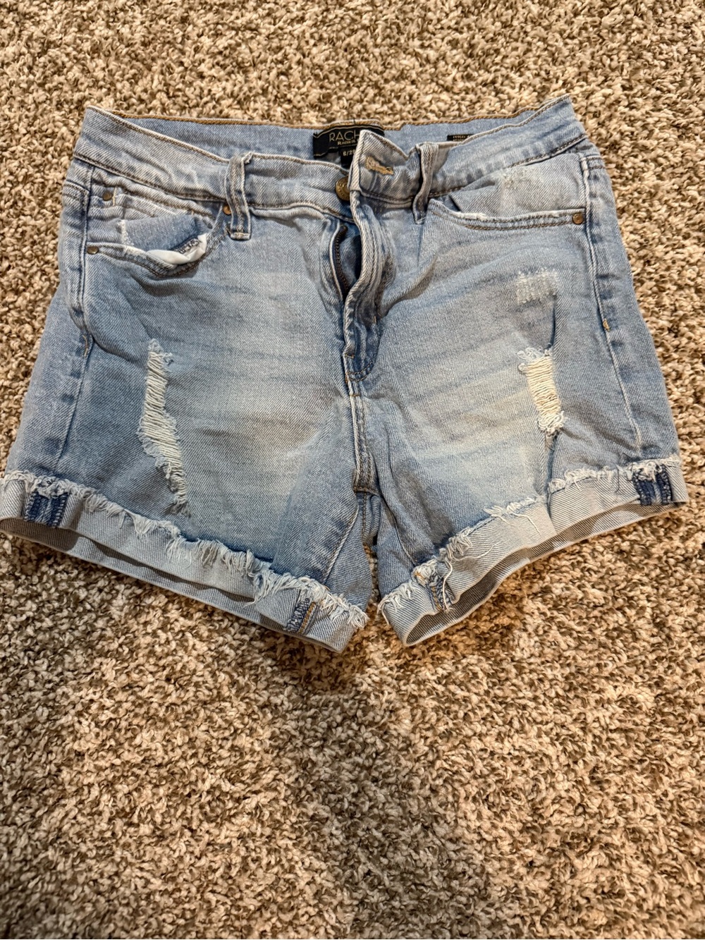 Rachel Light Blue Distressed Denim Cutoff Shorts